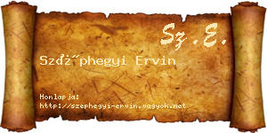 Széphegyi Ervin névjegykártya